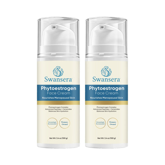 Two bottles of Swansera Phytoestrogen Face Cream, Duo Pack